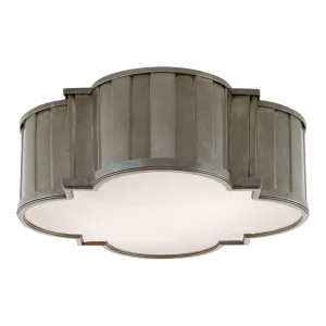 Thomas O'Brien for Visual Comfort Signature Tilden Large Flush Mount in Antique Nickel with White Glass
