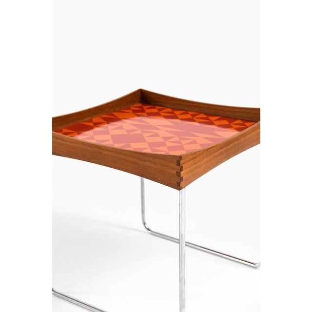 Side Table in Steel and Teak by Hermann Bongaard, 1960s For Sale - Image 3 of 6