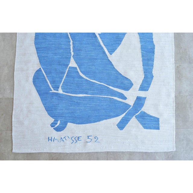 Henri Matisse - Blue Nude 3 - Inspired Silk Hand Woven Flat Weave Area - Wall Rug 4′8″ × 6′10″ For Sale - Image 9 of 12