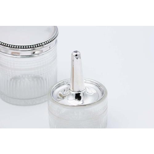 Toiletry Set in Silver and Cut Glass with Fluting at the Top, Set of 12 For Sale - Image 5 of 8