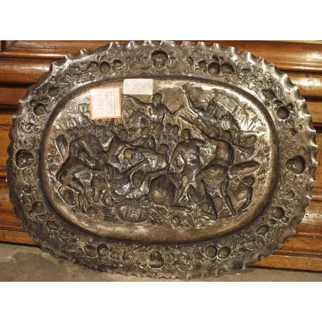Antique German Silver Repoussé Battle Scene Tray, Circa 1850 For Sale - Image 12 of 13