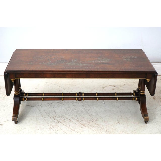 Chinoiserie Hekman Chinoiserie Decorated Dropleaf Coffee Table For Sale - Image 3 of 17