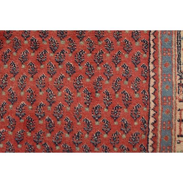 Mir Runner 3’7” X 10’4” Red Wool Vintage Tribal Hand-Knotted Oriental Rug For Sale - Image 10 of 14