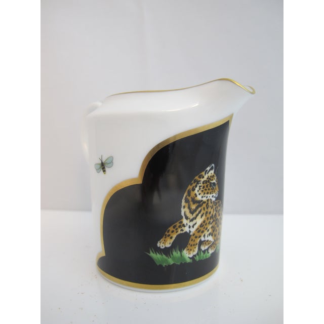 Lynn Chase Leopard Cat Design Jaguar Jungle Porcelain 24k Gold Creamer Pitcher For Sale - Image 4 of 10
