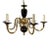 Vintage Black Porcelain and Brass 6 Arms Chandelier Made in Spain For Sale