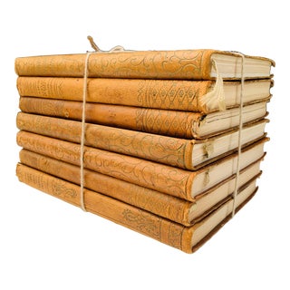 1920s Vintage Swedish Soft Leather Books - Set of 7 For Sale