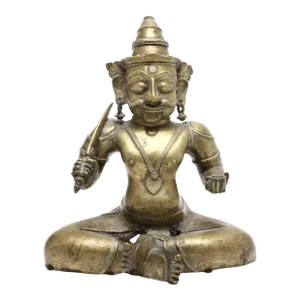 19th Century Brass Metal Statue Chola Style Shiva in Veerabhadra From South India