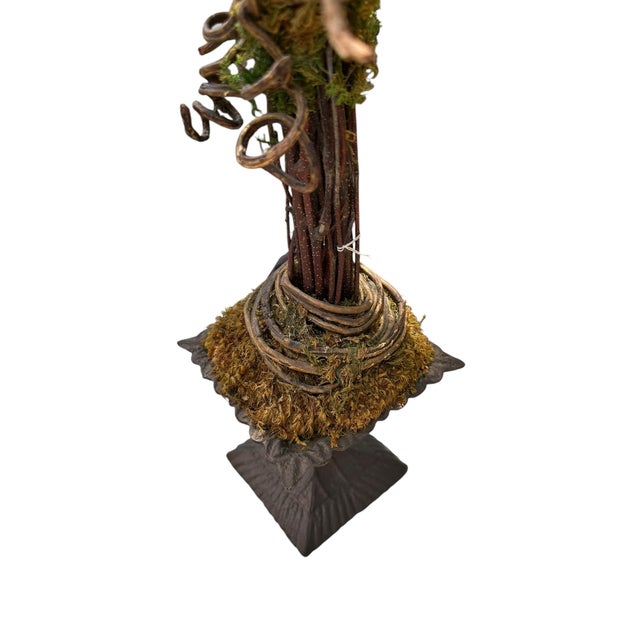 Textile Vintage Natural Pheasant Feather Sculptural Arrangement on Metal Base Sculpture With Moss & Twisted Vine For Sale - Image 7 of 12