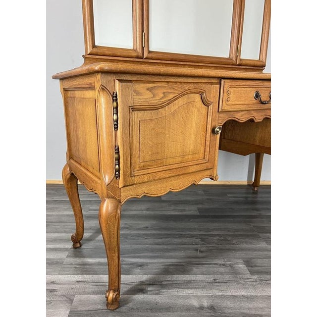 Vintage French Louis Style Oak Dressing Table with Mirror For Sale - Image 3 of 14