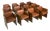Italian Modern Brown Leather and Wood Armchairs from Azucena, 1970s, Set of 12 For Sale