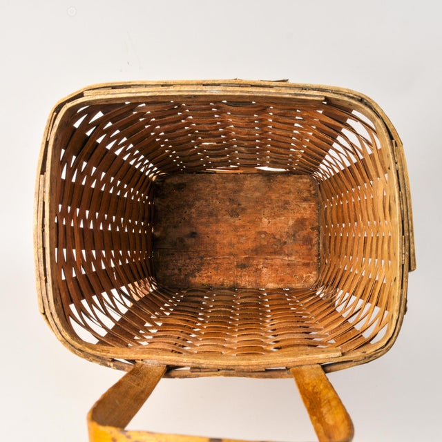 Antique Splint Wood Rolling Basket Cart For Sale - Image 10 of 15