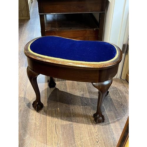Antique Stool with New Upholstery For Sale - Image 6 of 7