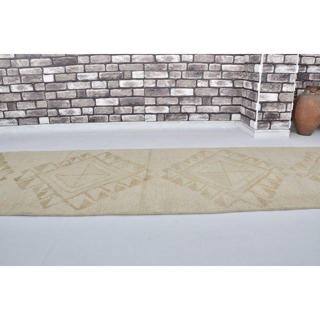 Vintage Turkish Off White Runner Rug For Sale - Image 9 of 11