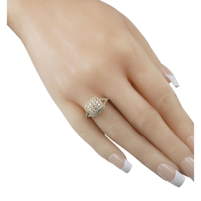 Effy 14 Karat Yellow Gold Diamond Pave Classica Ring Size 7 This sparkling ring features 16 round brilliant cut diamonds...