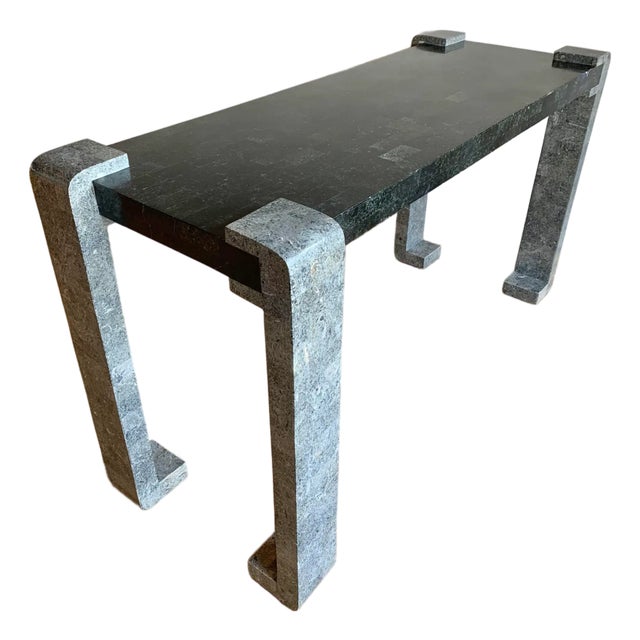 Vintage Post Modern Brutalist Anthropomorphic Biomorphic Tessellated Marble Console Table Attributed to Maitland Smith For Sale