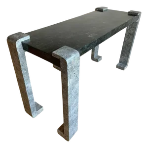 Vintage Post Modern Brutalist Anthropomorphic Biomorphic Tessellated Marble Console Table Attributed to Maitland Smith