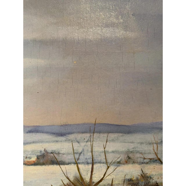 Karl Mons, Schwalm, Winter Landscape with Pollarded Willows, Snow, Ice and Evening Sun, Oil Painting on Canvas For Sale - Image 11 of 13