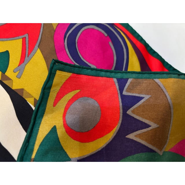 Late 20th Century Perry Ellis Silk Scarf Rolled Hem 1980s 35" X 35" For Sale - Image 5 of 12