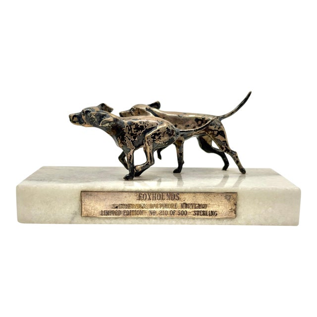 Early 20th Century S. Kirk & Sons Sterling Silver Foxhounds Sculpture Limited Edition For Sale