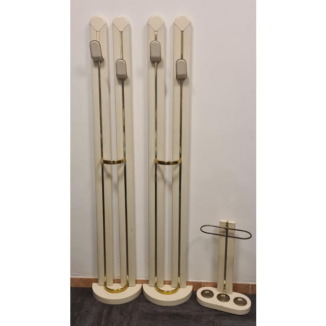 Lacquered Entrance Set with Brass Details, 1980s, Set of 4 For Sale - Image 13 of 18
