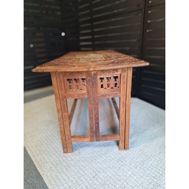 Early 20th Century Folding Mersham Hand Carved Table For Sale - Image 4 of 9