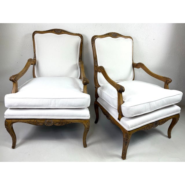 Vintage French Country Newly Upholstered Armchairs /Pair For Sale - Image 11 of 11