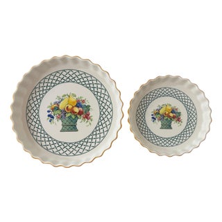 Vintage 1990s Villeroy & and Boch Basket Fluted Flan or Quiche Dish - A Pair For Sale