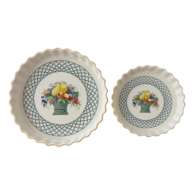 Vintage 1990s Villeroy & and Boch Basket Fluted Flan or Quiche Dish - A Pair For Sale