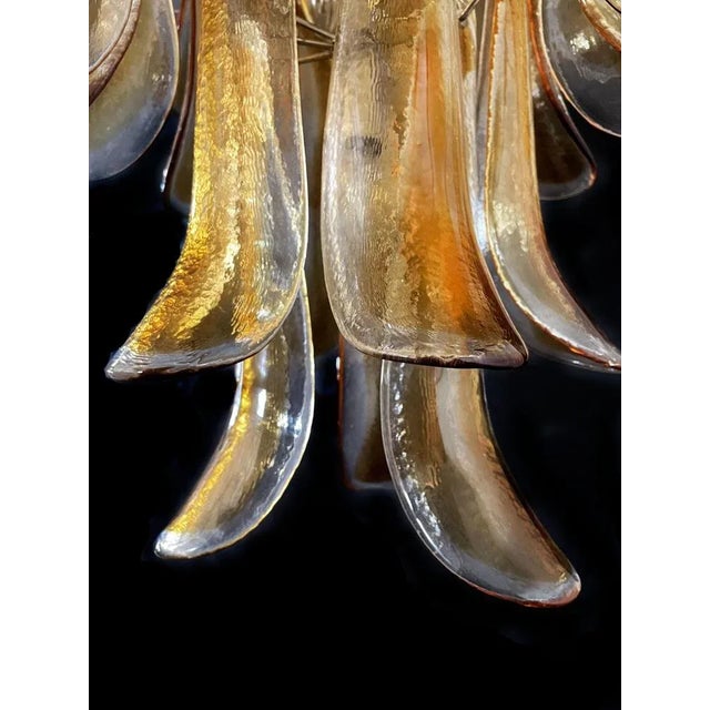 1990s Italian Amber Murano Glass Petal Chandelier For Sale - Image 5 of 8