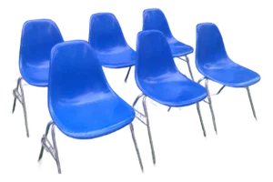 1970s 6 Blue Eames Stacking Chairs