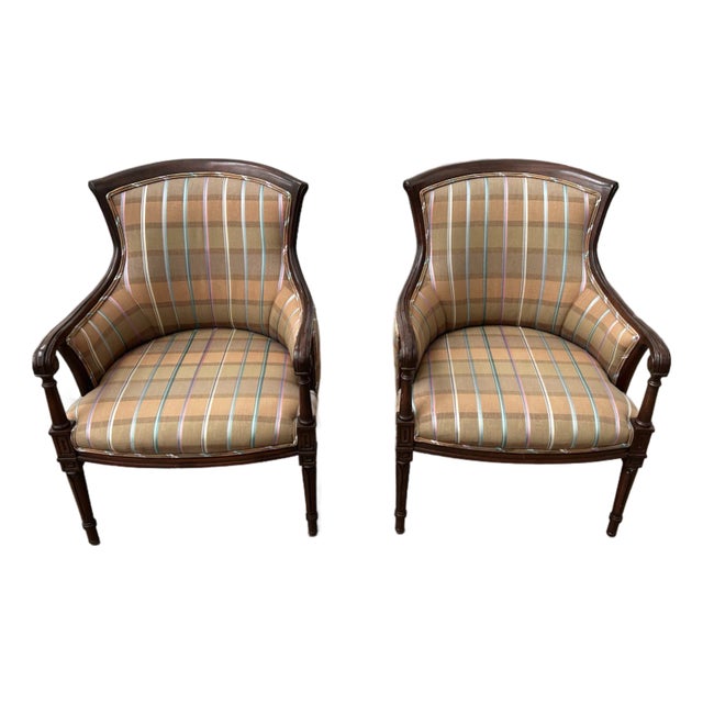 1990s Set of Wood Upholstered Chairs For Sale