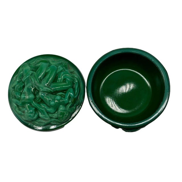 Green Naiads Glass Bonbonniere W/ Bacchantes Powder Box by Heinrich Hoffmann For Sale - Image 4 of 5