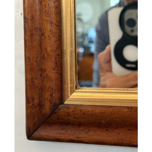 19th Century English Rectangular Mirror With Maple and Giltwood Frame (H 18 5/8 X W 15 1/2) For Sale - Image 5 of 9