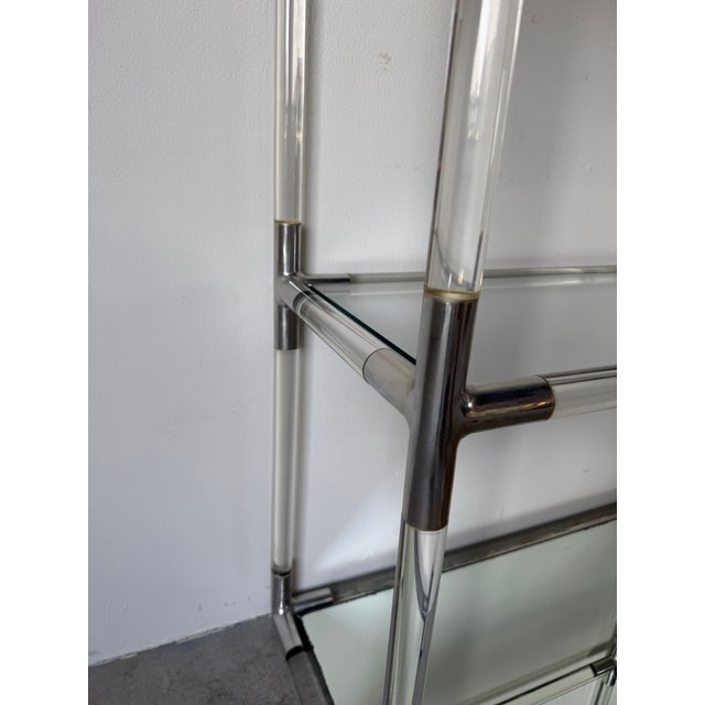 Transparent 1970’s Mid-Century Modern Charles Hollis Jones Style Aluminum & Glass Five-Tier Étagère Display Shelf For Sale - Image 8 of 13