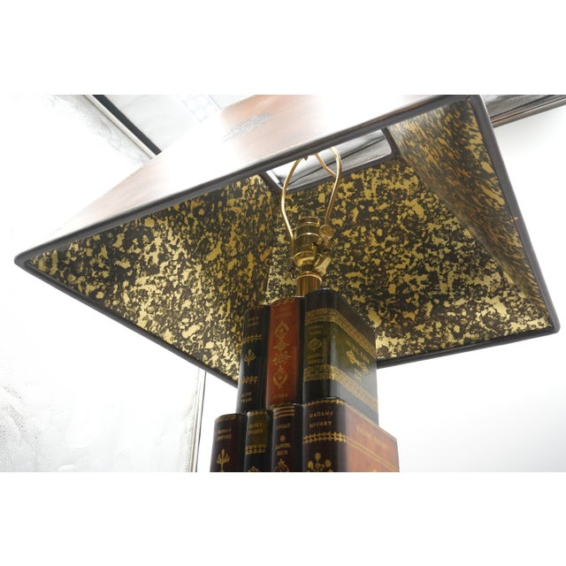 1980s Maitland Smith Leather Faux Books Lamp For Sale - Image 10 of 12