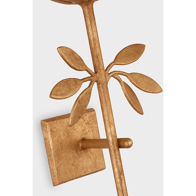 Julie Neill for Visual Comfort Signature Clementine 22" Tail Sconce in Antique Gold Leaf with Linen Shade For Sale In Houston - Image 6 of 10