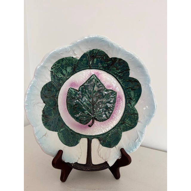 A gorgeous Italian majolica plate in the lightest of blues and deepest of greens with a little fuchsia tossed in just to...