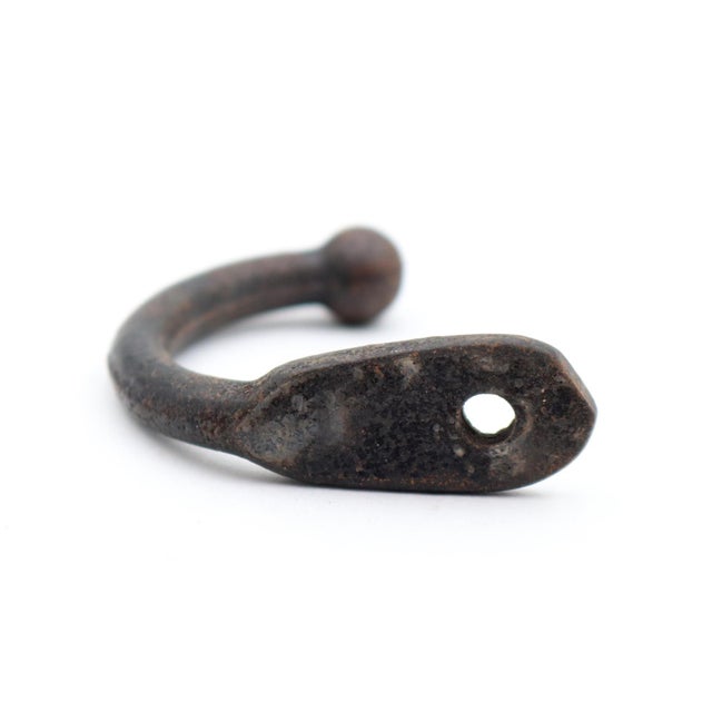 Vintage Single Arm Black Cast Iron Wall Hook For Sale - Image 4 of 4