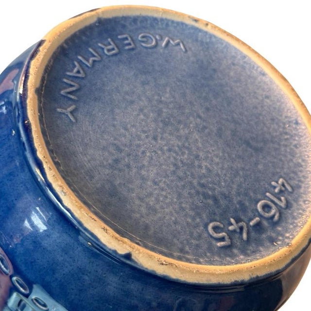 Large Pottery Model 416 Inka Blue Floor Vase from Kreuz Ceramics, West Germany For Sale - Image 6 of 7