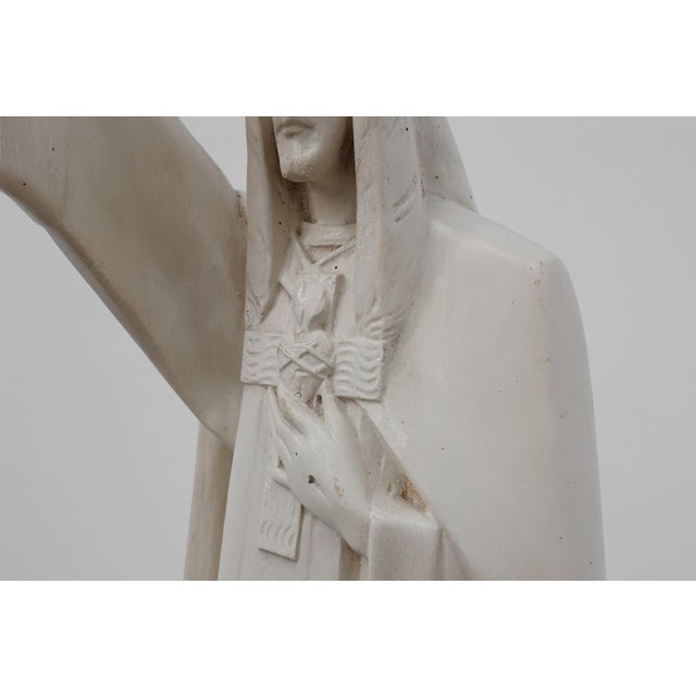 Cream Christ King in Our Home Plaster Statue, Belgium, 1920 For Sale - Image 8 of 12