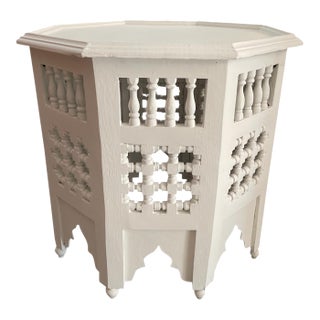Hand-Carved Moroccan Octagonal Side Table For Sale