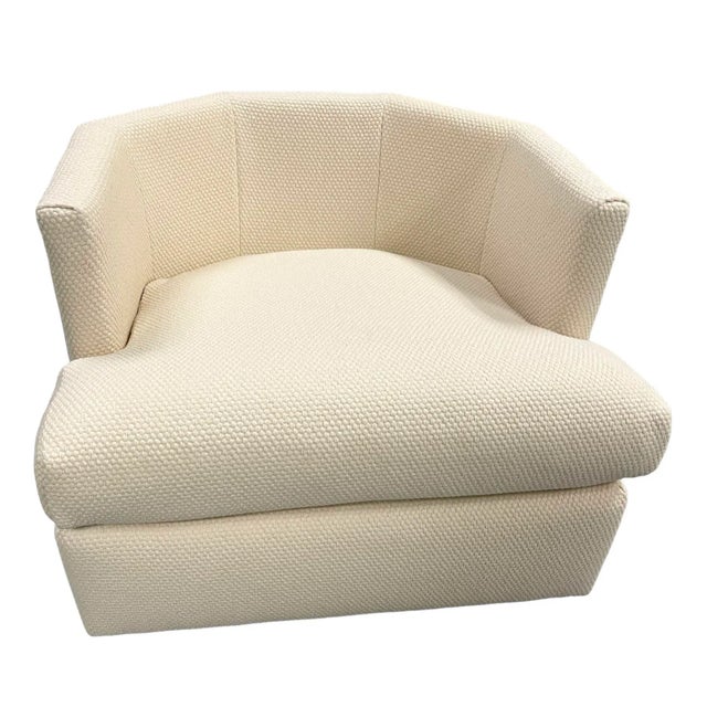 80's Directional Freshly Upholstered Swivel Chair For Sale In Miami - Image 6 of 10