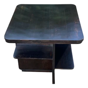 Art Deco Asymetrical Oak Bookshelf Coffee Table, 1930s