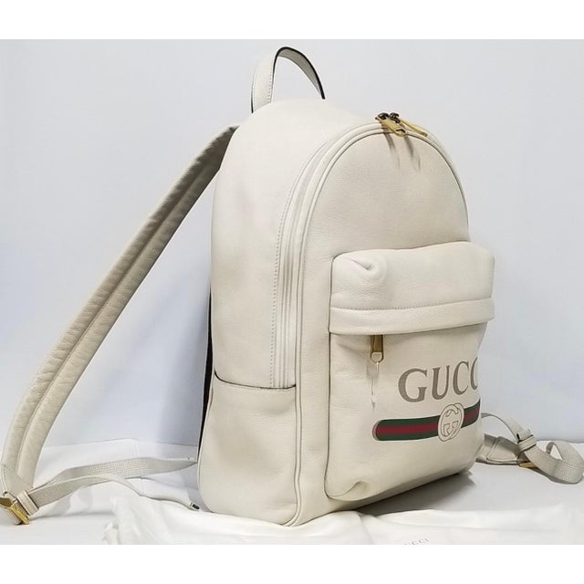 Gucci Logo Cripto Print Leather Ivory 100% Authentic W/ BOX! Unisex Backpack For Sale - Image 13 of 18