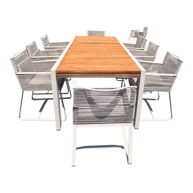 Kettal "Landscape" Extendable Outdoor Dining Table — White Aluminum Frame, Natural Wood Top (Extends to 142"). it is...