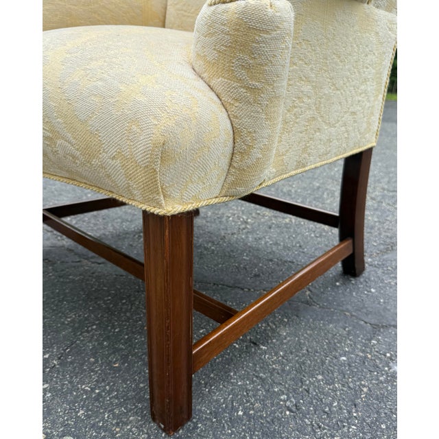 Late 20th Century Damask Upholstered Wingback Chair For Sale In New York - Image 6 of 11