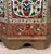 Red Vintage Middle Eastern Meenakari Hammered Tin Footstool Ottoman For Sale - Image 8 of 11