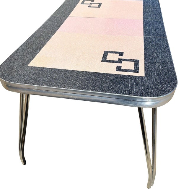 1950s Mid-Century Pink & Black Formica & Polished Chrome Kitchennette Dining Table For Sale In Los Angeles - Image 6 of 9