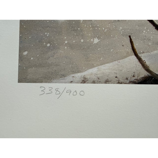 1980s Daniel Pierce Ltd. Ed. Print Signed & Numbered 'Silent Owl" Snowy Owl Rare HTF For Sale - Image 4 of 5