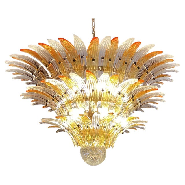 Palmette Ceiling Light with 104 Clear and Amber Glasses, 1980s For Sale - Image 18 of 18